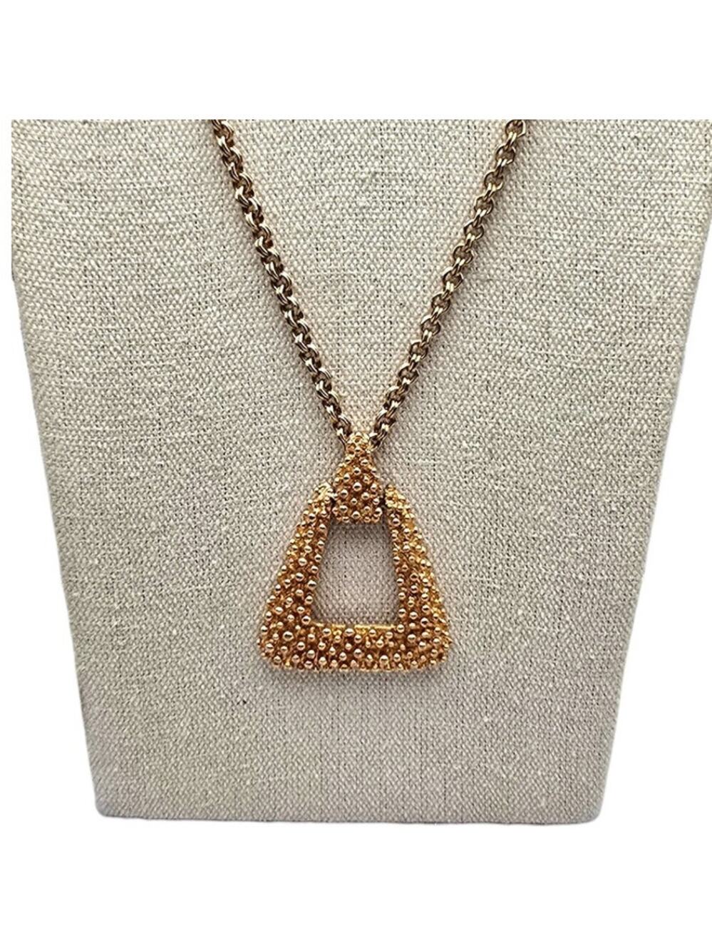 Sarah Coventry Triangle Pendant Necklace Gold Geometric - Classic Elegance
